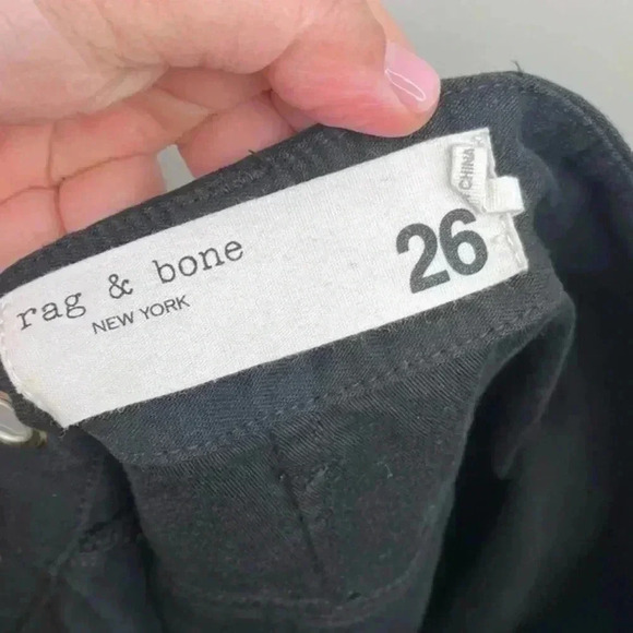 Rag & Bone Black Cotton Straight Leg Frayed Hem Pant - Picture 7 of 7